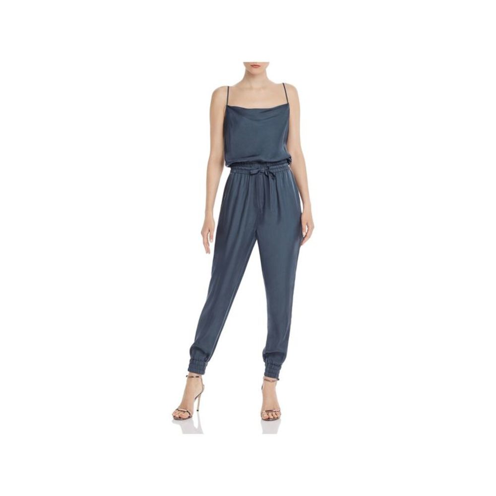 5 A 7 Womens Blue Pull-on Style Waist Spaghetti Strap Cuffed Jumpsuit XXS